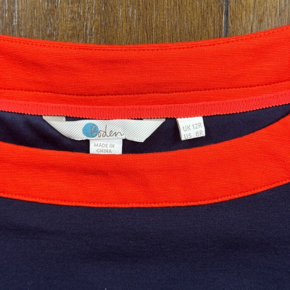 Chic Boden Siobhan Shift Dress Navy & Tomato Red Size 8 – Like New - Picture 2 of 8